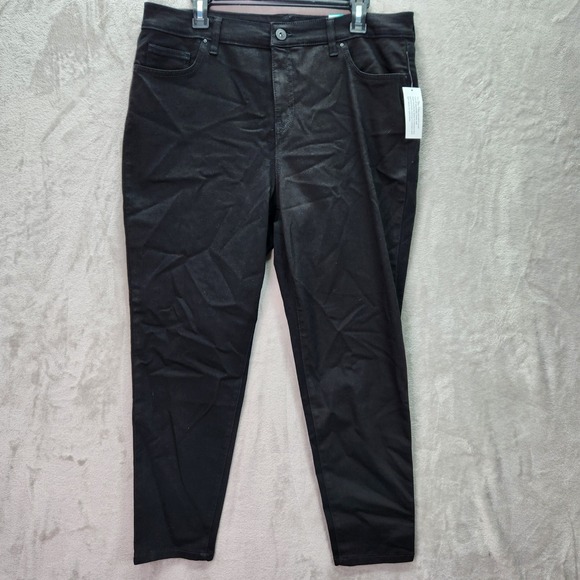 Style & Co Curvy Skinny Jeans Plus Size 16S Black Rinse Mid Rise Short Length - Picture 1 of 9